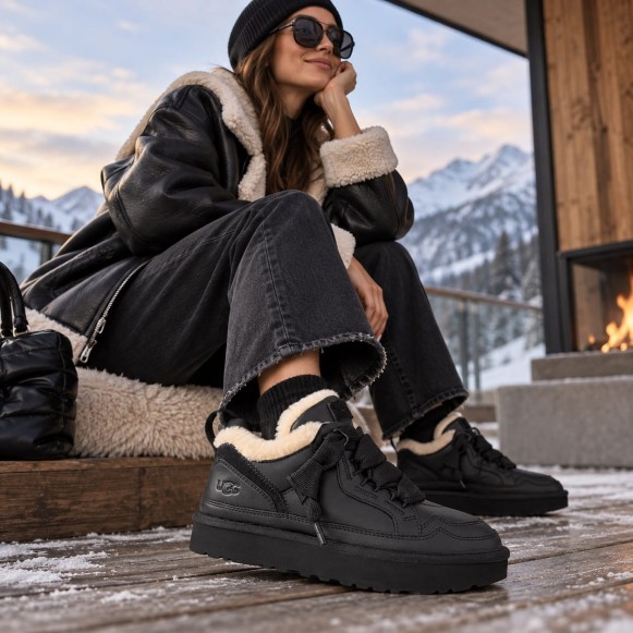 Женские кроссовки Ugg Lowmel Sneaker Leather Black