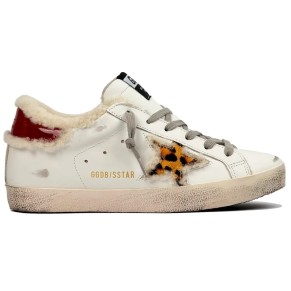 Golden Goose Super-Star Winter White Shearling Leopard Star
