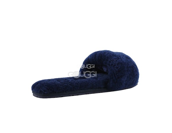 Fluff Slide Slippers Navy