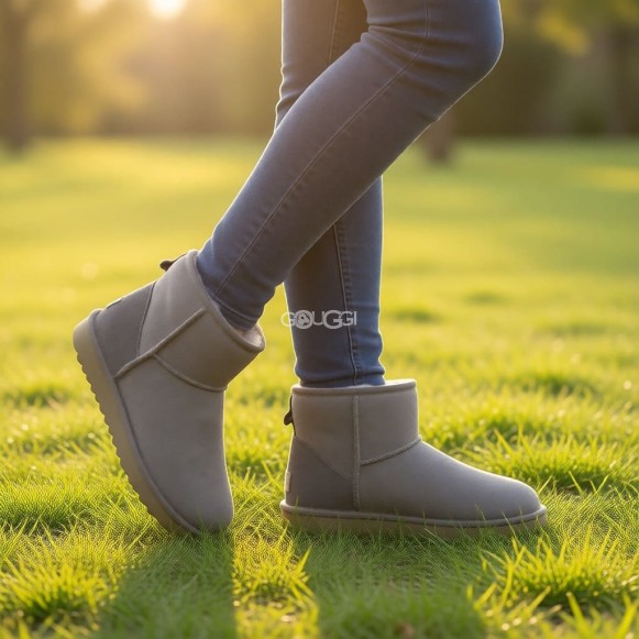 Женские мини угги с водоотталкивающей пропиткой Classic Mini Light Grey II